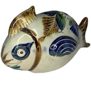 Tonala fish pottery from Mexico. 13” long. Fantastic condition